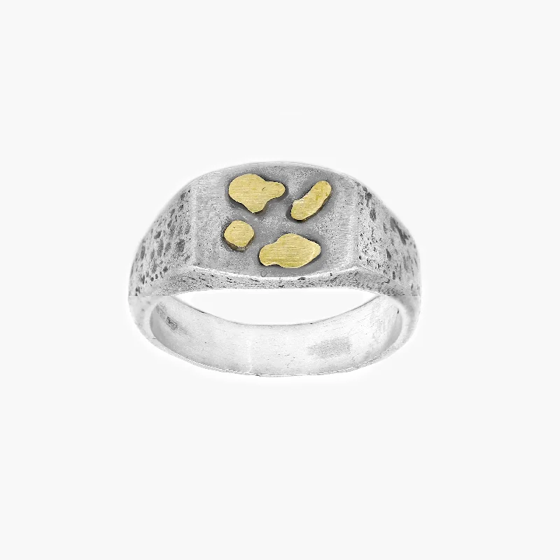 Hand-Forged Sterling Silver Ring With Gold Details