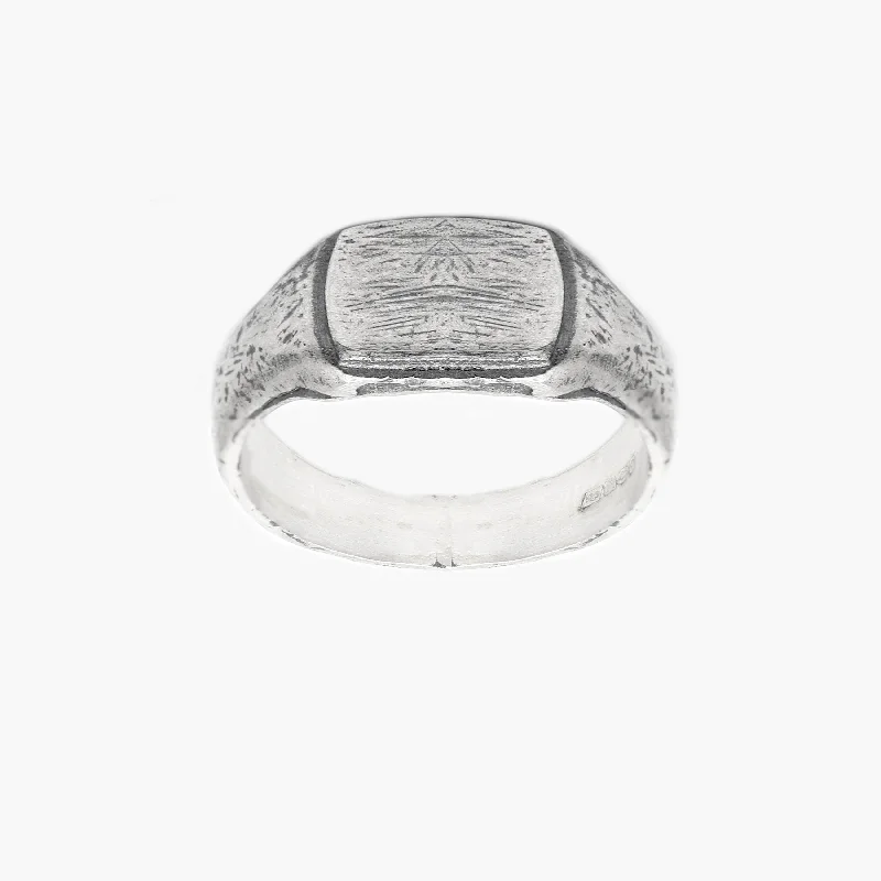 Sterling Silver Mini Signet Ring With Aged Finish