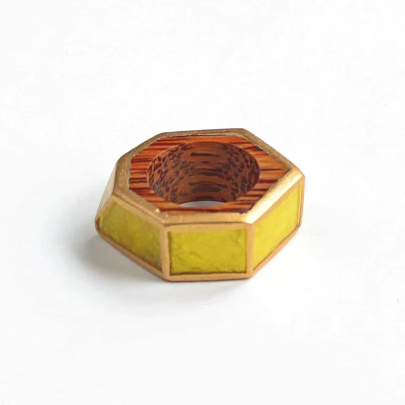 Yellow and Gold Geometric Ring by Sylca