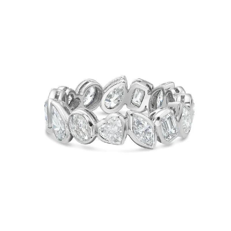 Fancy Multi Shape Diamond Eternity Band (3.07 ct.) in 18K Gold