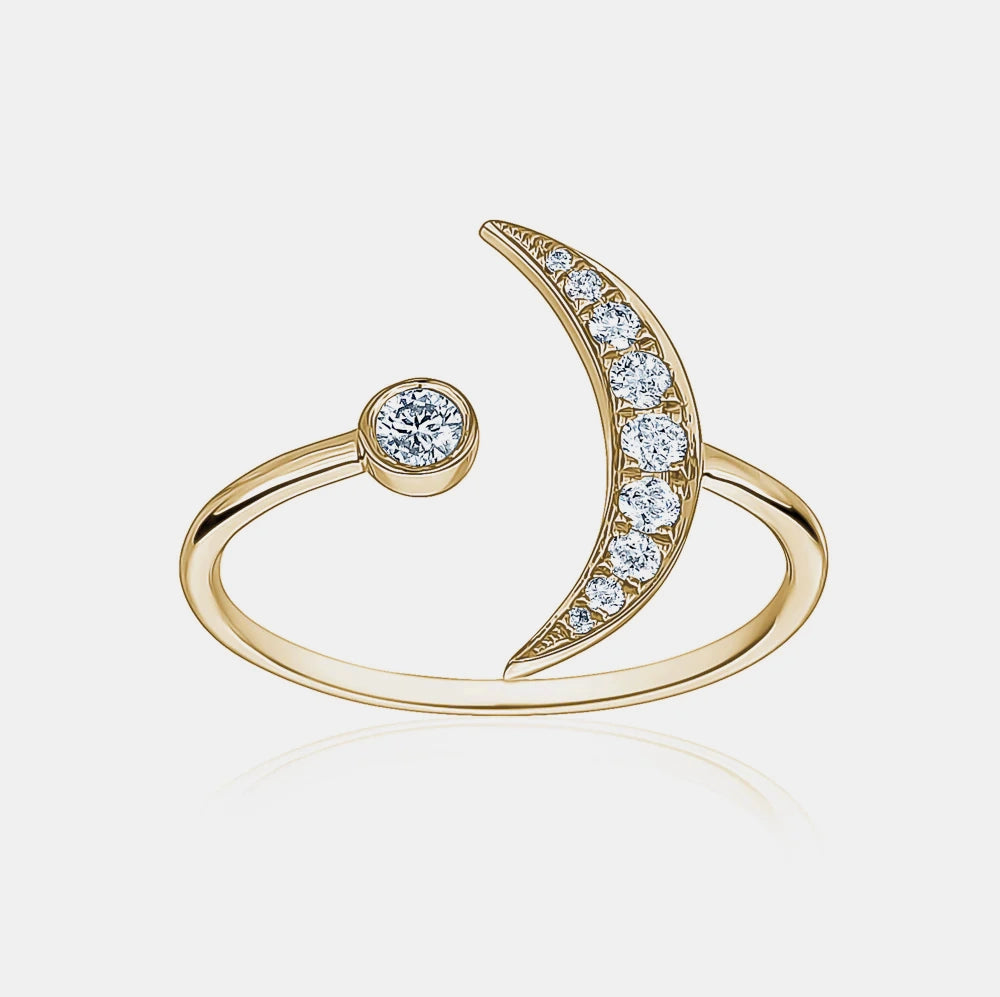 Diamond Crescent Moon Ring