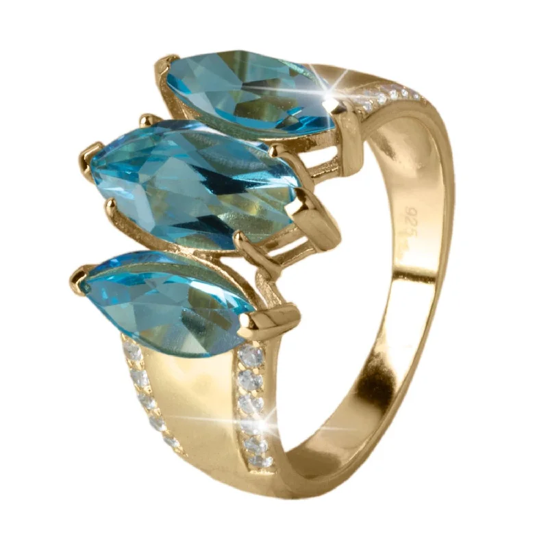 Blue Topaz Marquise Trilogy Ring