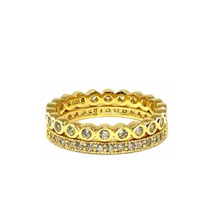 2 Stack Crystal Ring: Gold Vermeil (RG2/455)