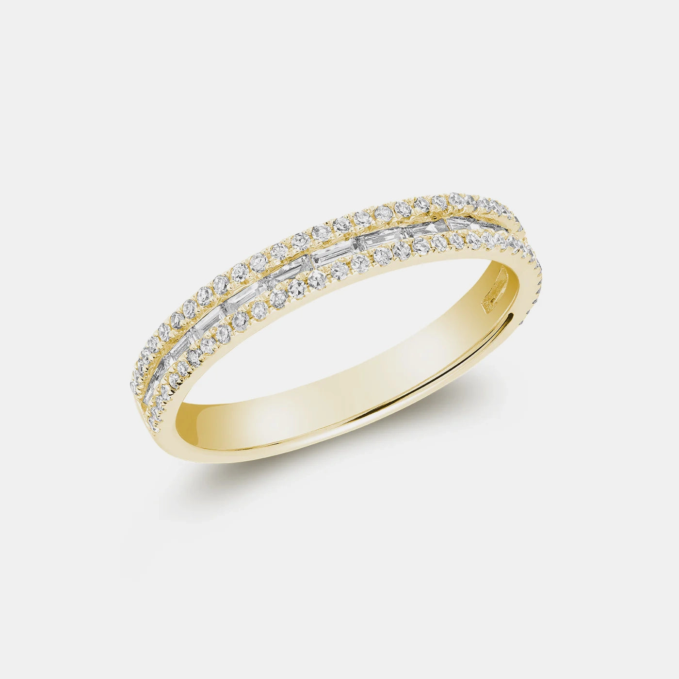 Thin Diamond Border Baguette Ring