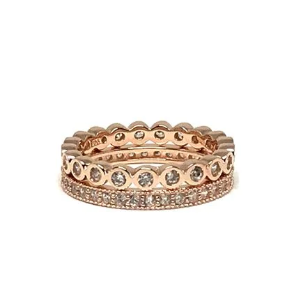 2 Stack Crystal Ring: Rose Gold Vermeil (RRG2/455)