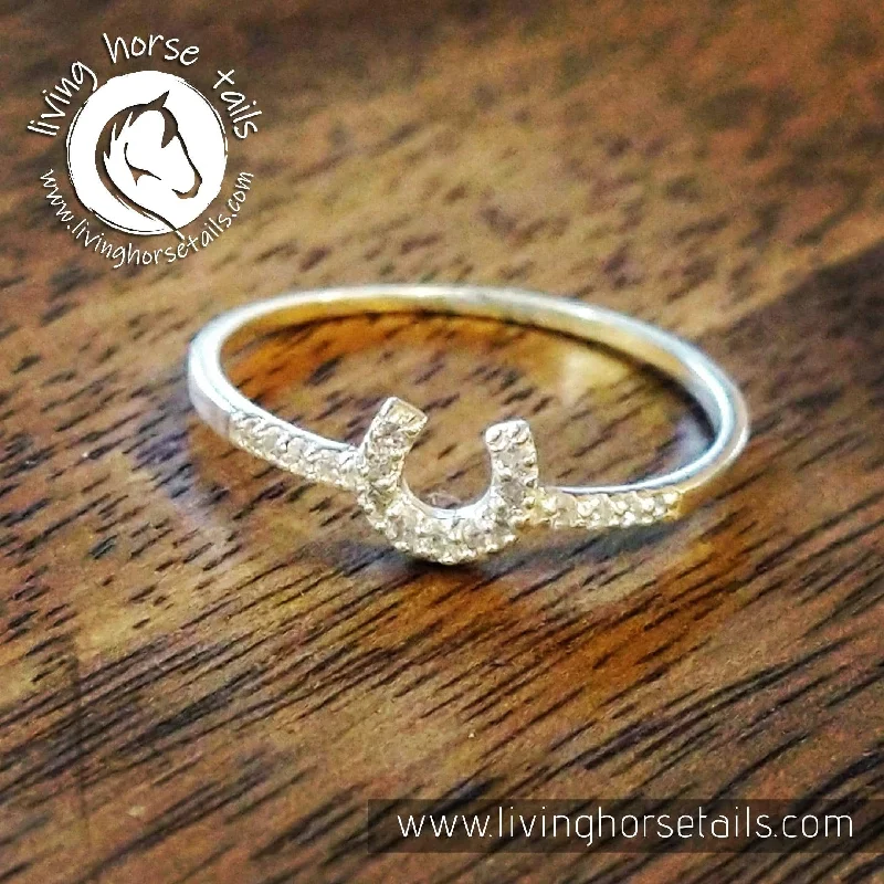 Sterling Silver Horseshoe and Cubic Zirconia Ring