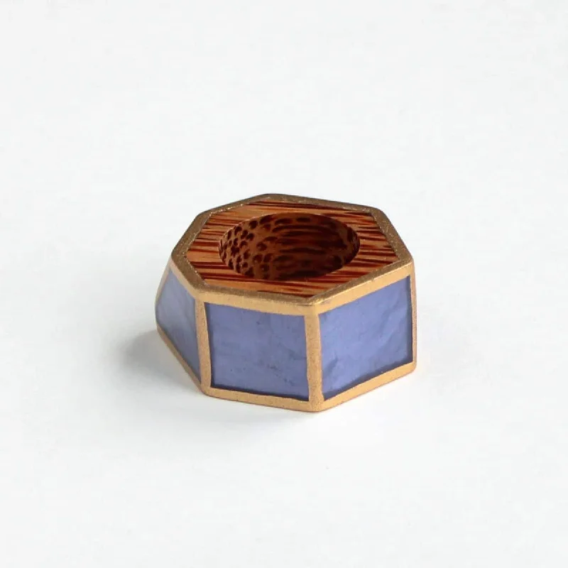 Blue and Gold Geometric Ring by Sylca