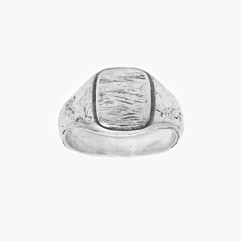 Sterling Silver Maxi Signet Ring With Aged Finish