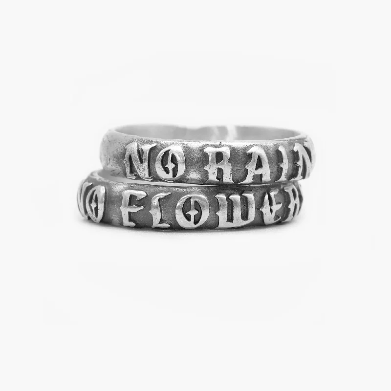 No Rain, No Flowers Double Band Sterling Silver Ring