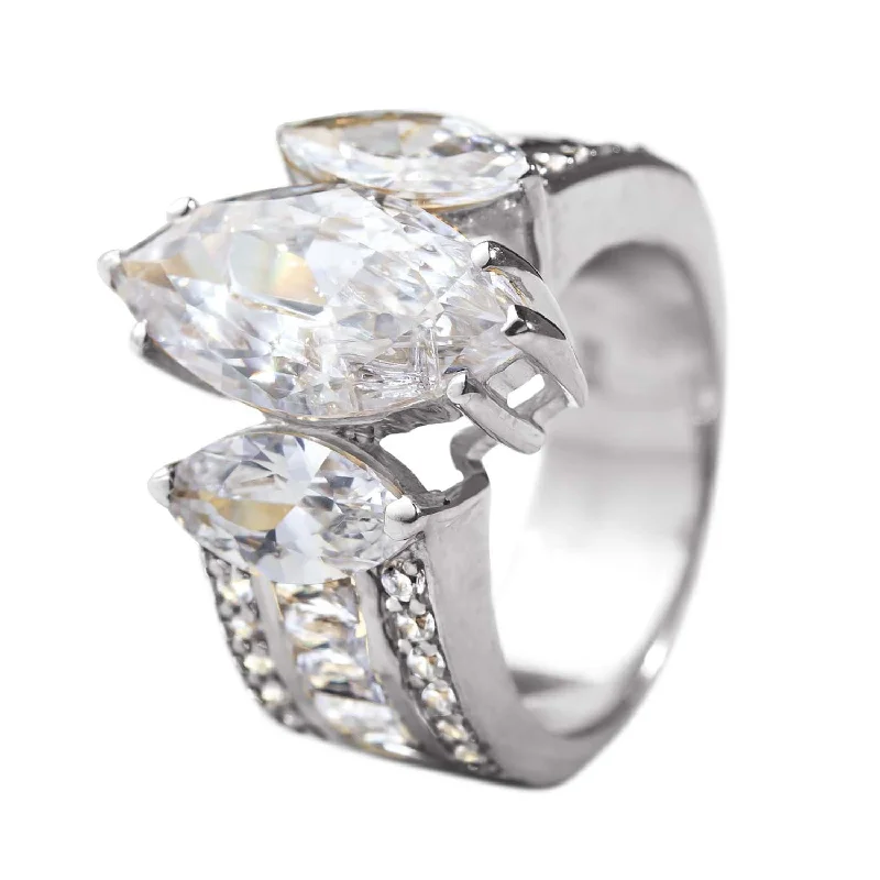 Marquise Trilogy Ring Rhodium