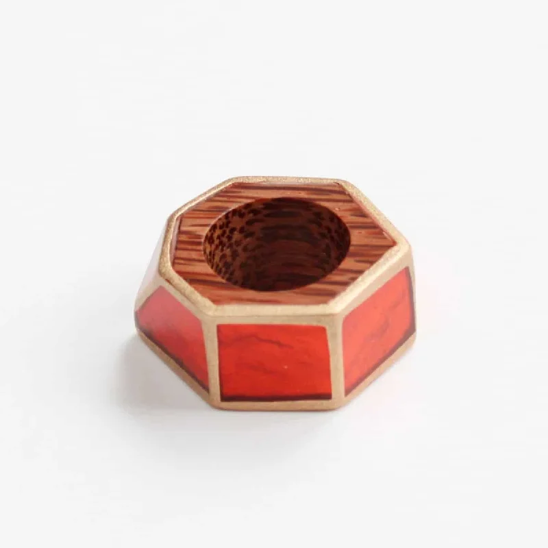 Orange and Gold Geometric Ring by Sylca