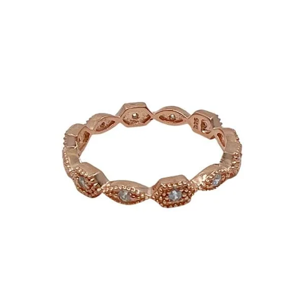 CZ 'Unique' Ring: Rose Gold Vermeil and CZ: Sizes 6-8 (RRG1/455/_)