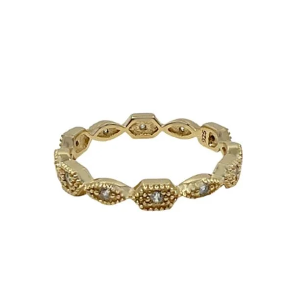 CZ 'Unique' Ring: Gold Vermeil and CZ: Sizes 6-8 (RG1/455/_)