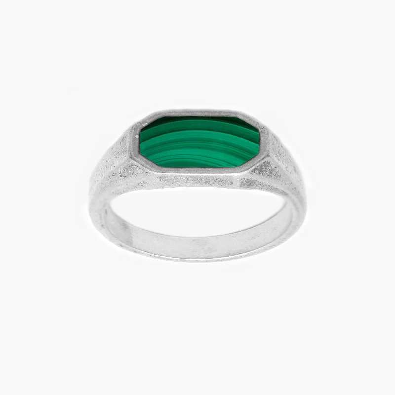 Octagon Signet Ring With Malachite Stone