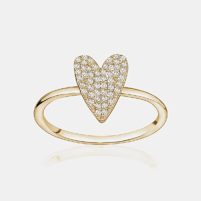 Elongated Diamond Heart Ring