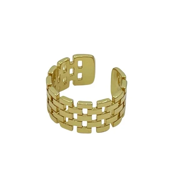 Adjustable Ring: 'Brick' Pattern 18kt Gold Fill (RG4480)