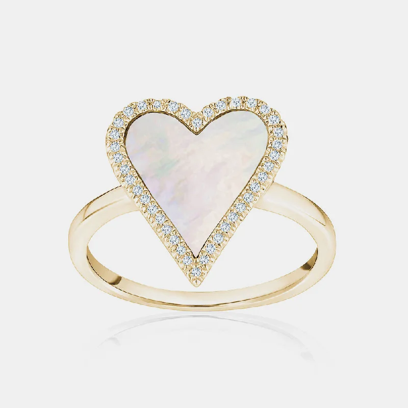 Diamond Mother of Pearl Heart Ring